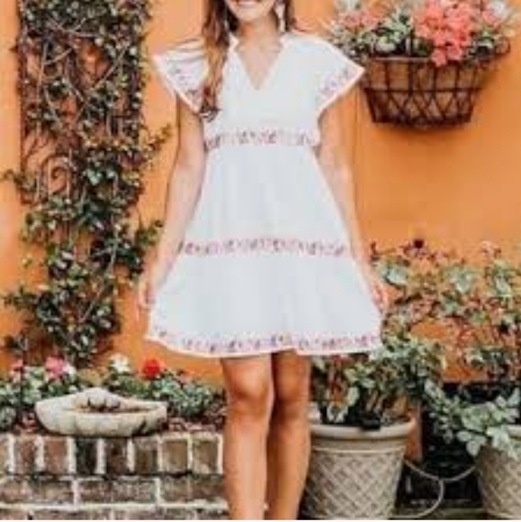 Marie Oliver White Embroidered Tiered Cotton Prairie Dress XXS - Picture 7 of 7